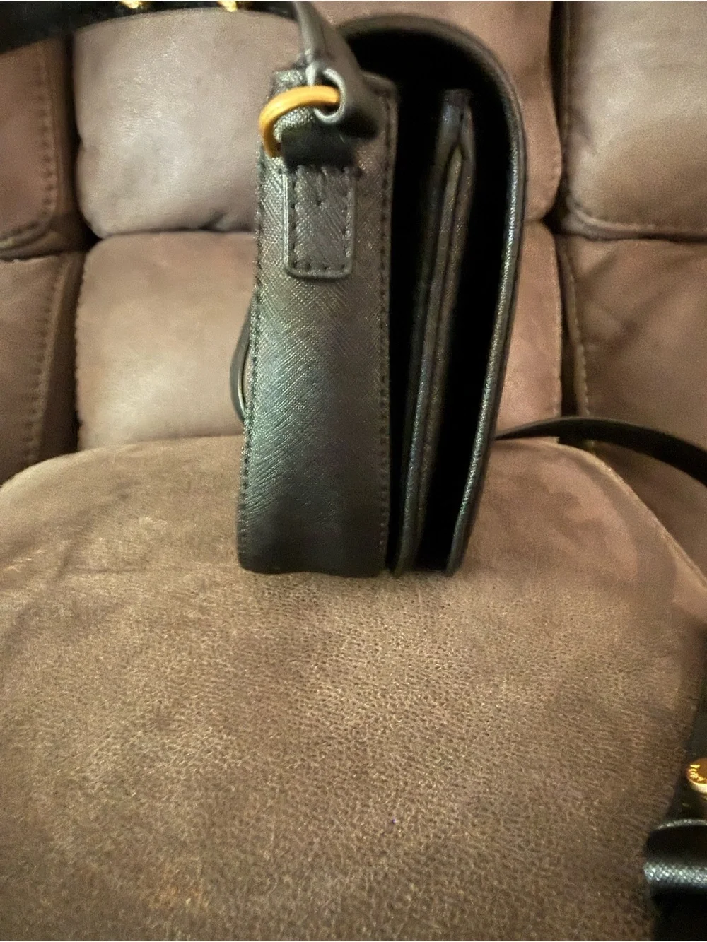 Tory Burch Black Leather Crossbody with Gold Logo